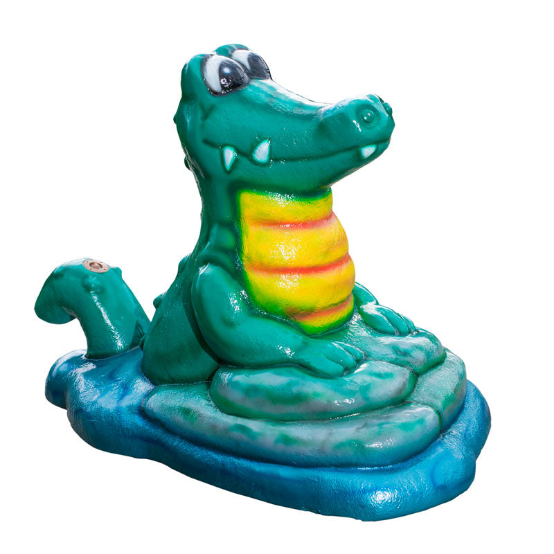 Alligator splash pad mobile water play feature with colorful green body and fun spray design for kids.