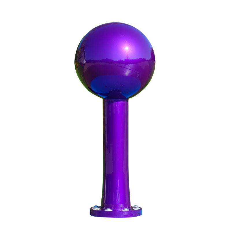 Lollipop Portable Splash Pad Water Play Feature with tall purple post and round globe top.