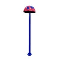 Mushroom Portable Splash Pad water play feature with tall blue stem and red mushroom cap with blue polka dots.