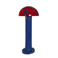 Mini Mushroom Portable Splash Pad water play feature with red mushroom cap and blue stem, designed for kids’ splash pad fun.
