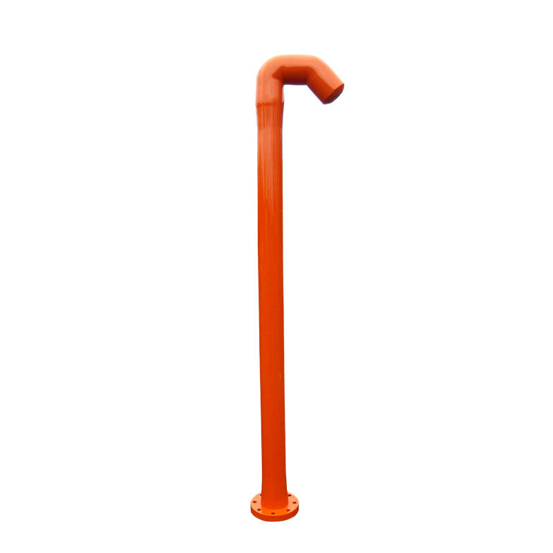 Rain Blaster Portable Splash Pad water play feature in bright orange, with tall post design and angled nozzle for backyard water fun by My Splash Pad.