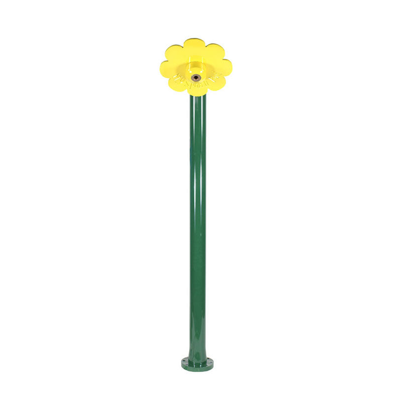 Flower Shower Portable Splash Pad water play feature with a tall green post and yellow flower head, durable backyard splash pad equipment.
