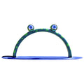 Mini Frog Arch Mobile Water Play Feature by My Portable Splash Pad – green arch with frog eyes and blue splash pad base on white background.