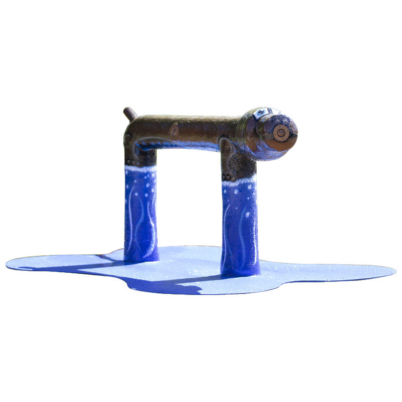 Standing Dog Water Play Features by My portable splash pad.